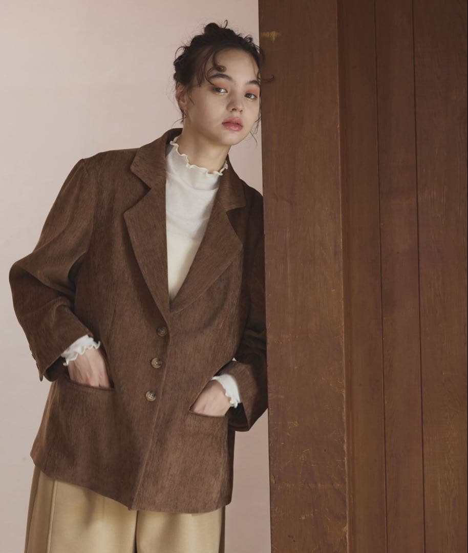 【新品】OLUN きりまる　ルーズベーシックモールジャケット　ブラウン　S