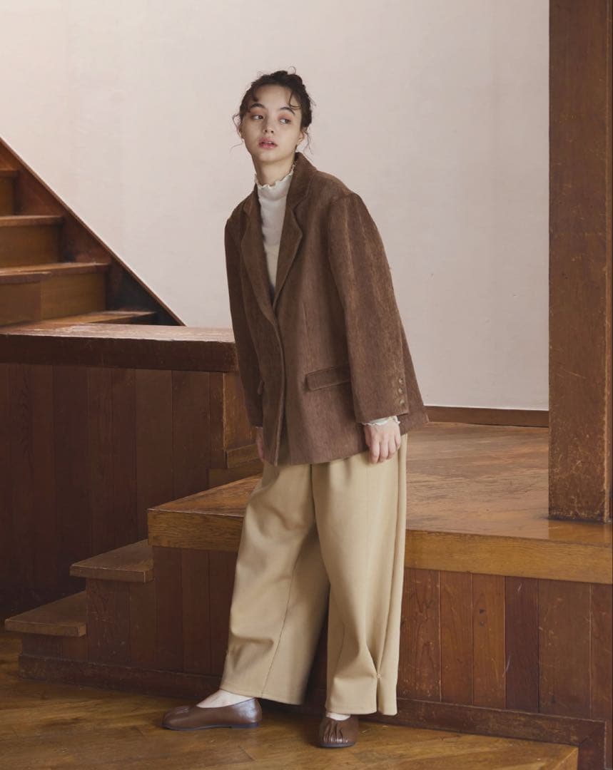 【新品】OLUN きりまる　ルーズベーシックモールジャケット　ブラウン　S