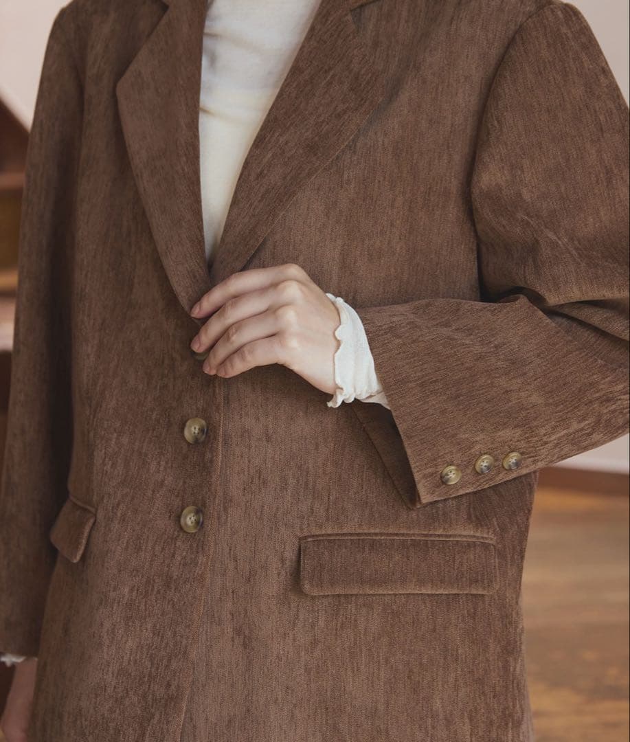 【新品】OLUN きりまる　ルーズベーシックモールジャケット　ブラウン　S