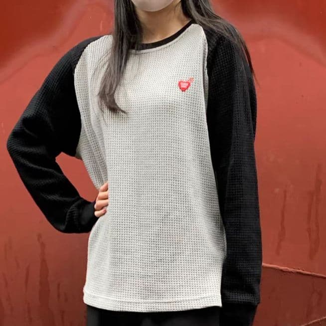 HUMAN MADE サーマル長袖カットソー ブラック/グレー XL