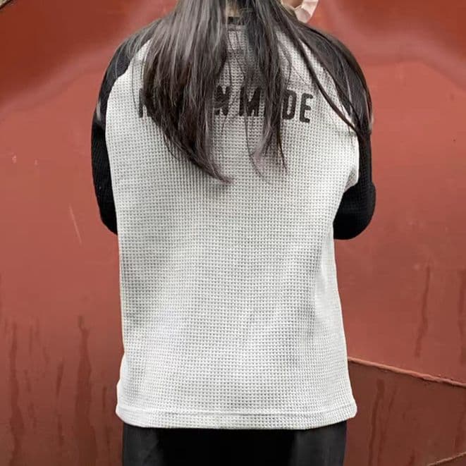 HUMAN MADE サーマル長袖カットソー ブラック/グレー XL