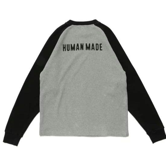HUMAN MADE サーマル長袖カットソー ブラック/グレー XL