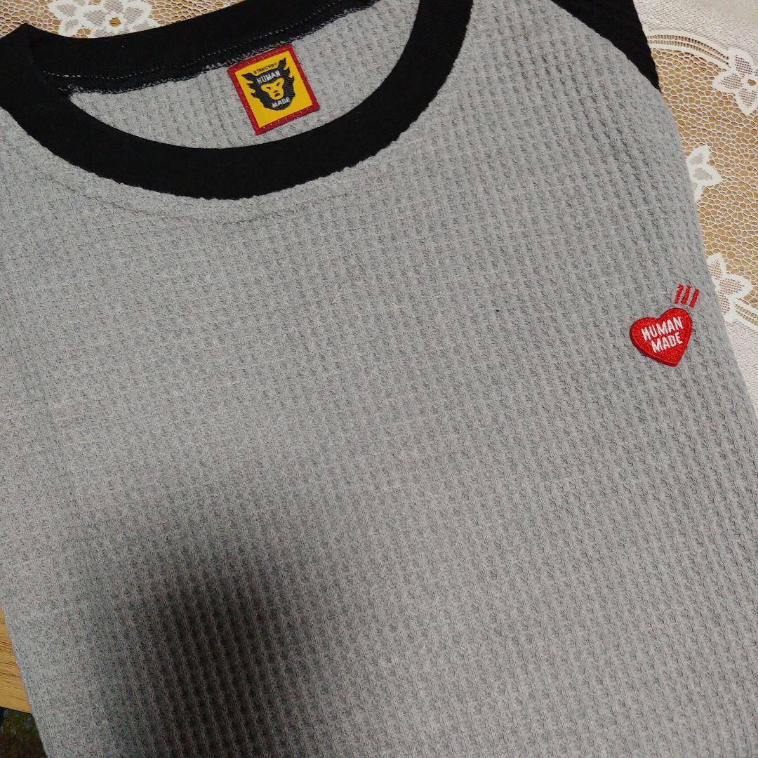 HUMAN MADE サーマル長袖カットソー ブラック/グレー XL