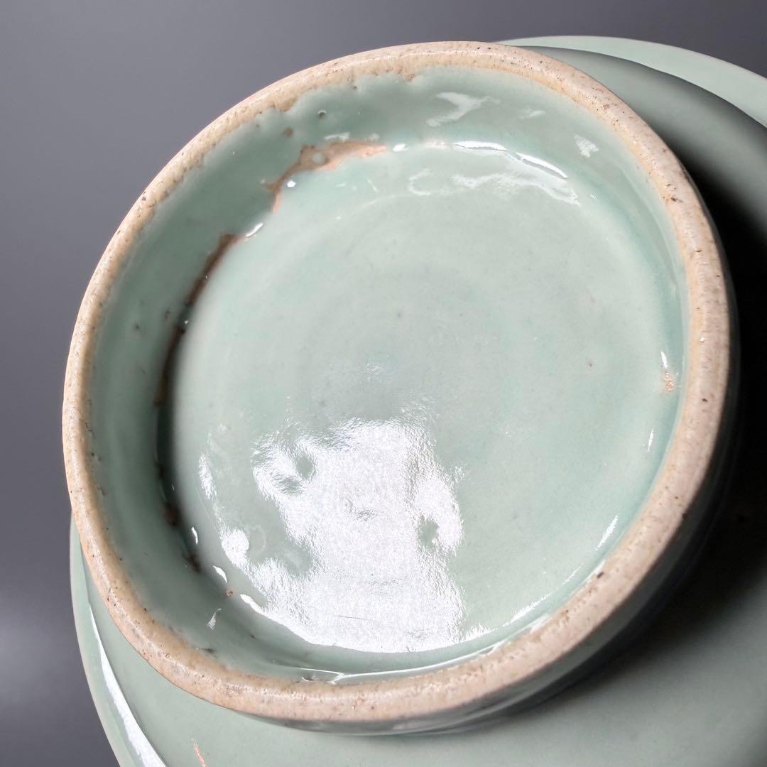 タ*カ様 盛期鍋島　青磁染付柳竹垣文高台五寸皿　共箱　直径14.5cm　状態◎