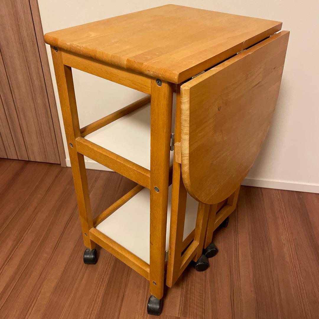 ✨土日セール✨ニトリ　木製キッチンワゴン キャスター付き