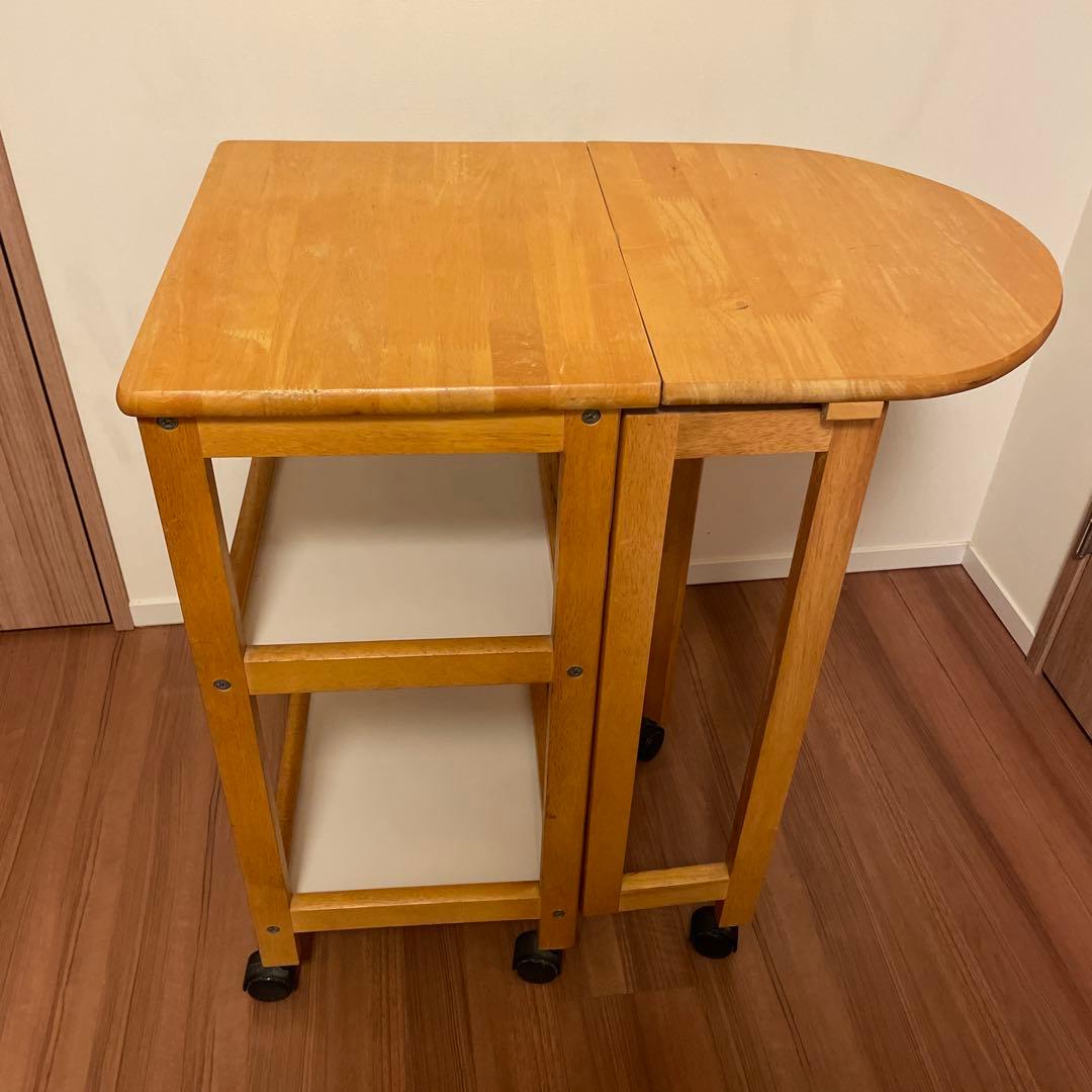 ✨土日セール✨ニトリ　木製キッチンワゴン キャスター付き