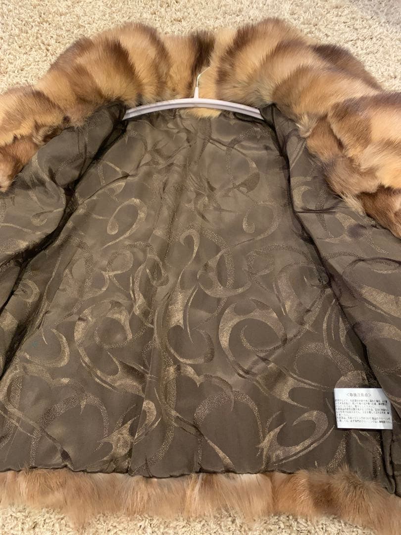 ミンク　毛皮　ショートコート　半袖 茶色　ボレロ風