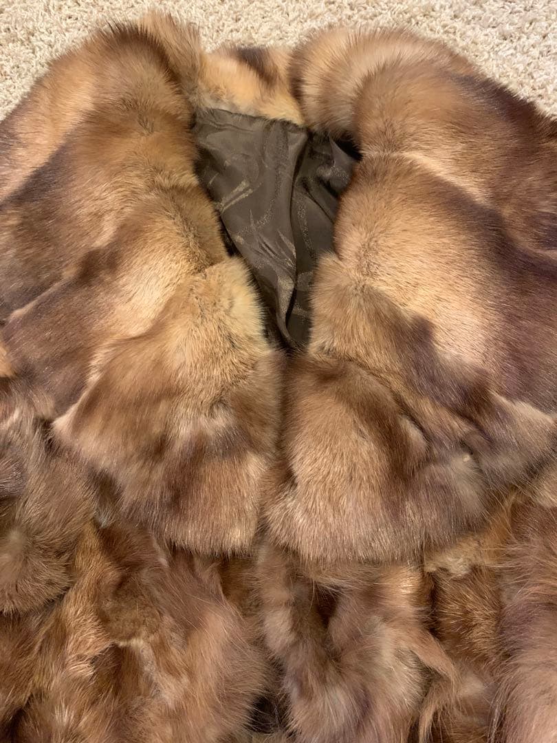 ミンク　毛皮　ショートコート　半袖 茶色　ボレロ風