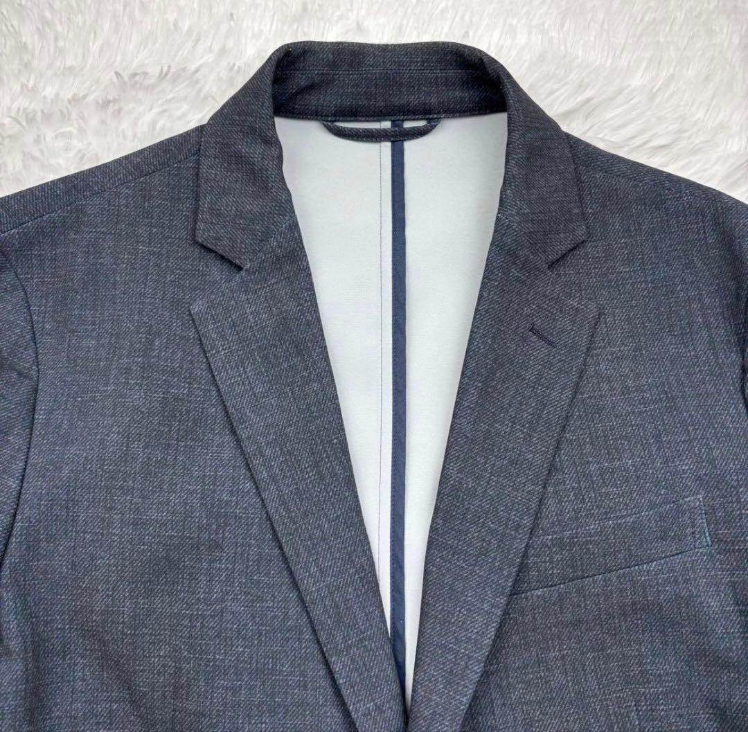 極美品✨エポカウォモ デニム調 テーラードジャケット アンコン ストレッチ紺