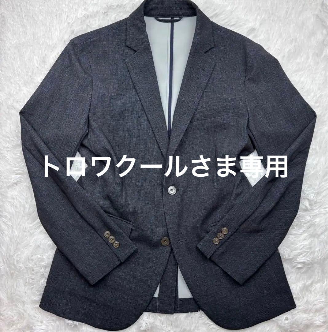 極美品✨エポカウォモ デニム調 テーラードジャケット アンコン ストレッチ紺