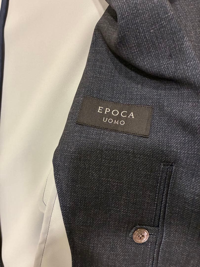 極美品✨エポカウォモ デニム調 テーラードジャケット アンコン ストレッチ紺