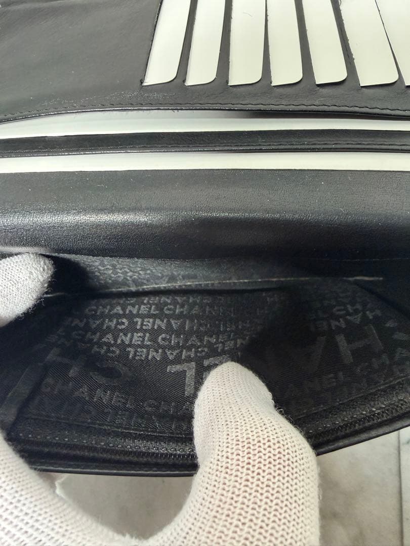 本日のみ値引【美品・シリアル一致】CHANEL 長財布 ラムスキン ブラック