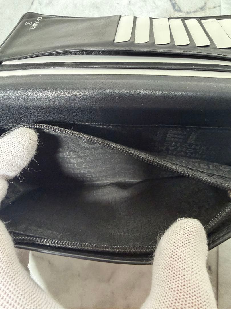 本日のみ値引【美品・シリアル一致】CHANEL 長財布 ラムスキン ブラック