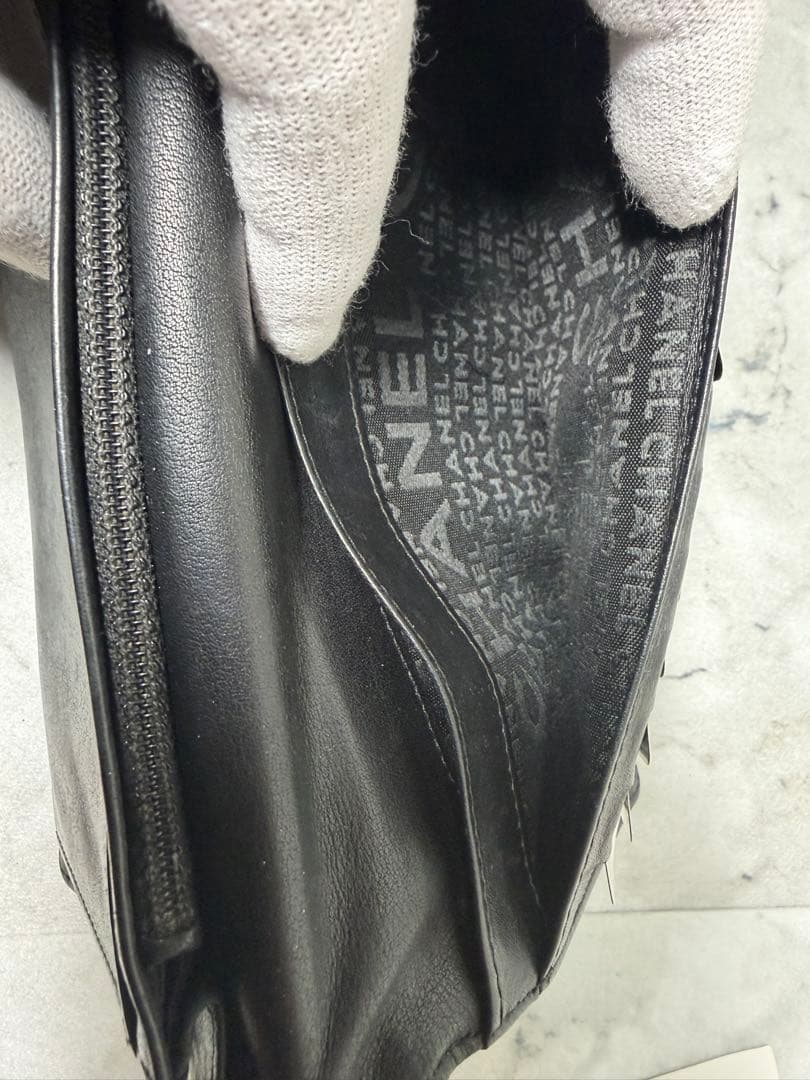 本日のみ値引【美品・シリアル一致】CHANEL 長財布 ラムスキン ブラック