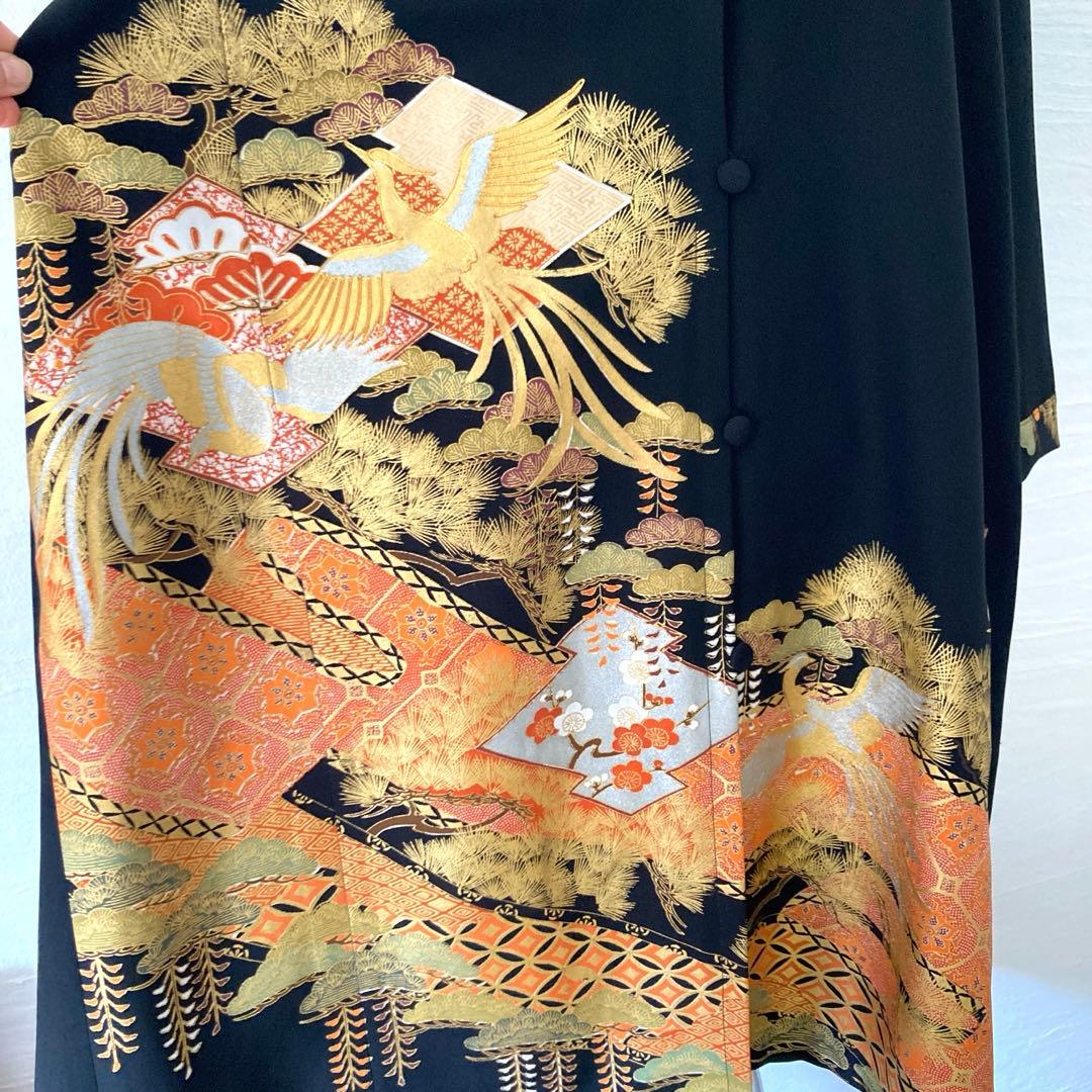 黒留袖リメイク　ノーカラーライトコート