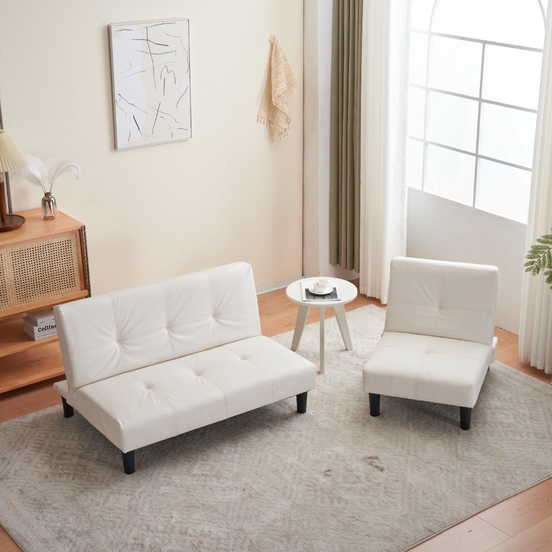 10%OFF！ソファベッド 1+2ソファ ベッド ロータイプ 3人用　WHITE