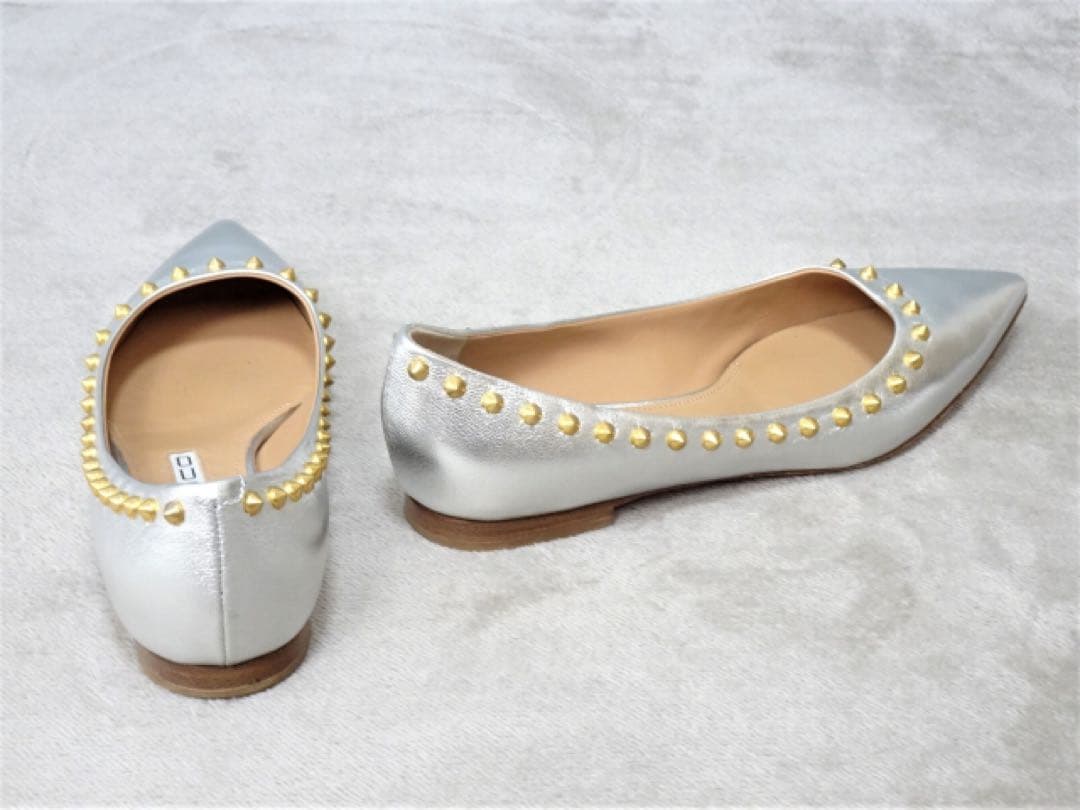 【ペリーコ】ANIMA スタッズパンプス フラットパンプス スタッズ シルバー