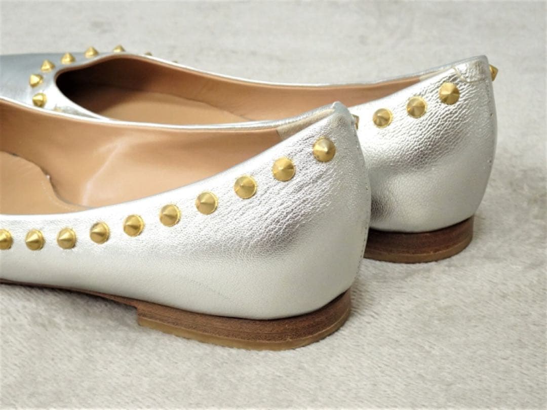 【ペリーコ】ANIMA スタッズパンプス フラットパンプス スタッズ シルバー