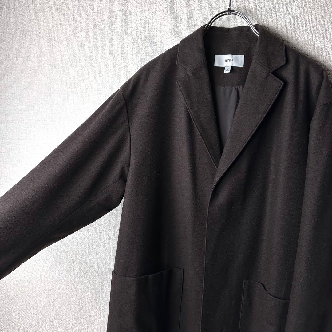 HYKE ハイク　ウールフランネルチェスターコート　ブラウン　茶色