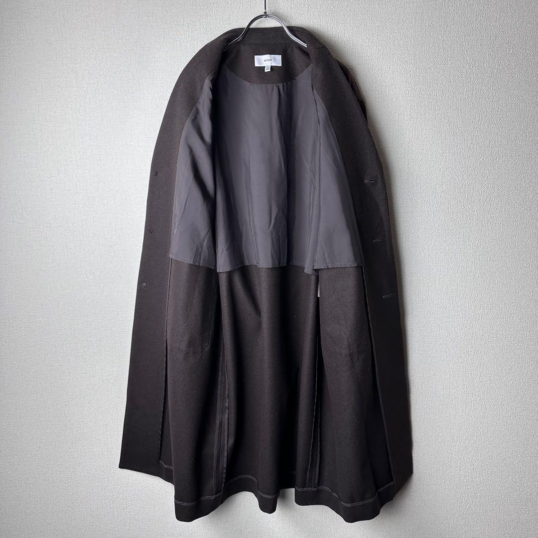 HYKE ハイク　ウールフランネルチェスターコート　ブラウン　茶色