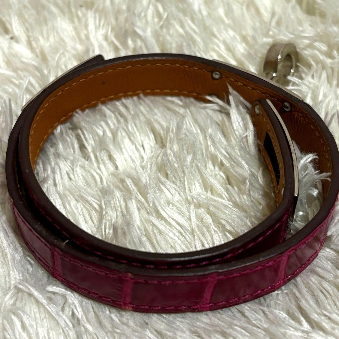 極美品✨HERMES シャイニングクロコ　ケリー　バングル　ピンク