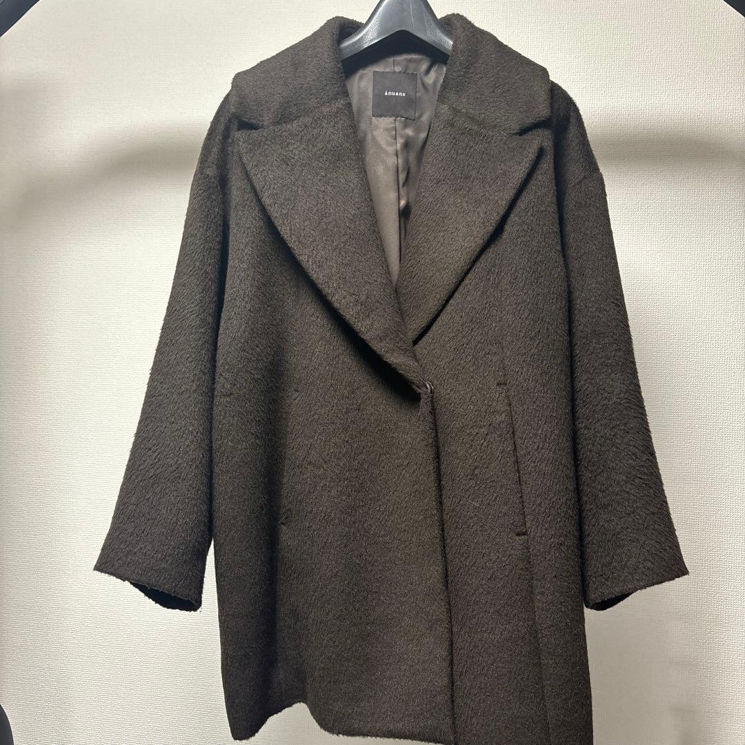 ánuans ブラウンミドル丈コート