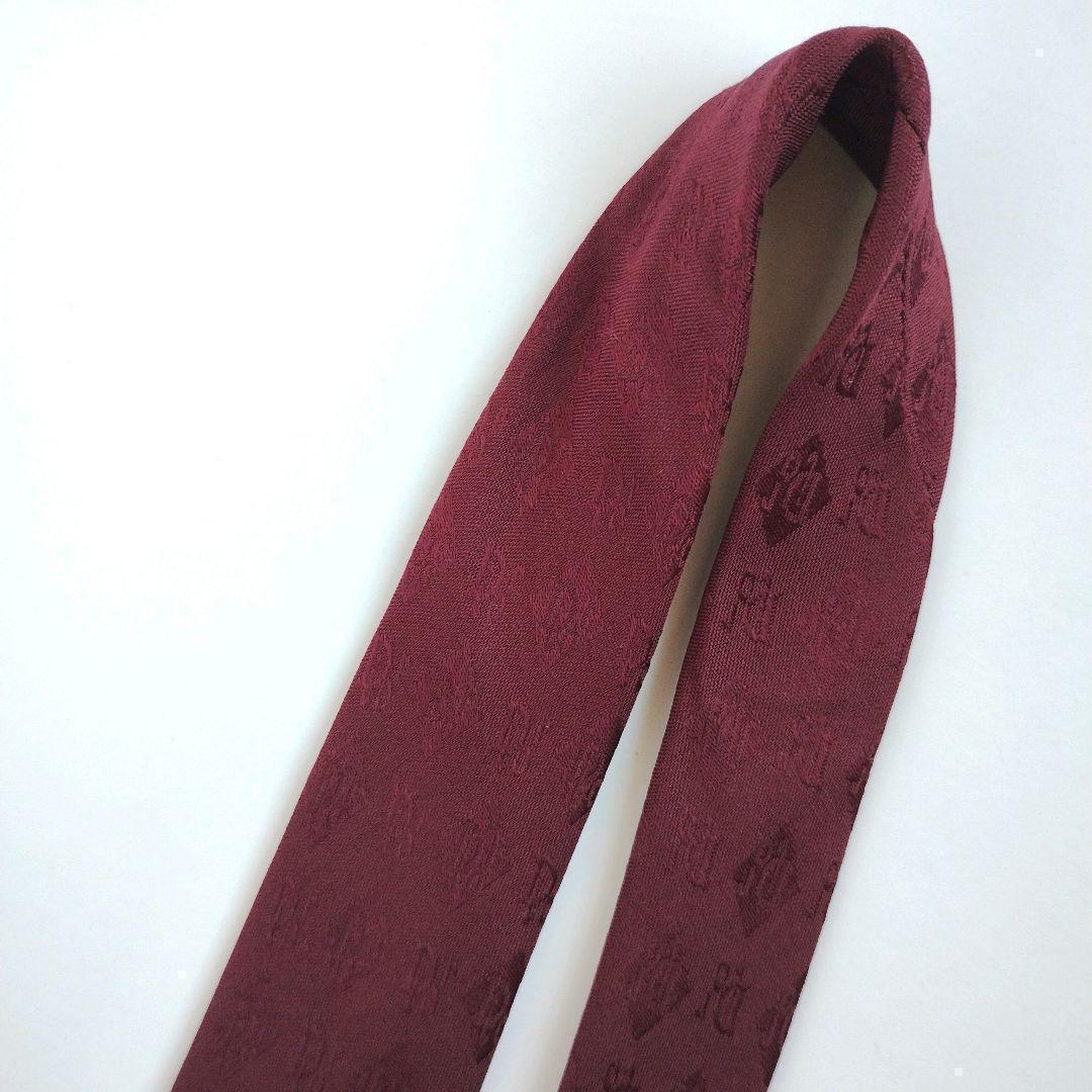【美品】クリスチャンディオール ネクタイ ボルドー トロッター柄 ダイヤ 高級