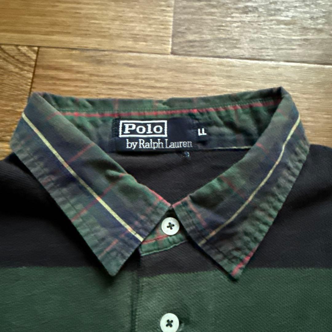 ラルフローレン　RALPH LAUREN ボーダー長袖ポロシャツ　古着　90s