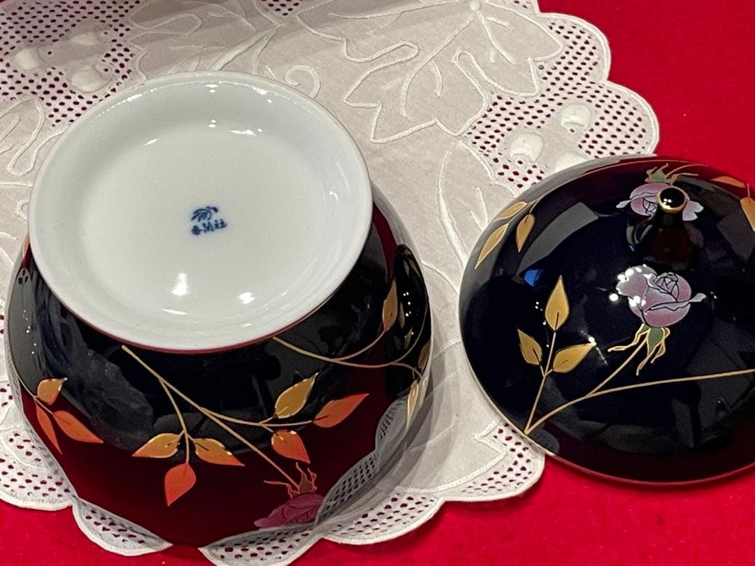 ◉セール！新品　香蘭社　ボンボニエール　キャンディポット　2点セット　金彩　薔薇