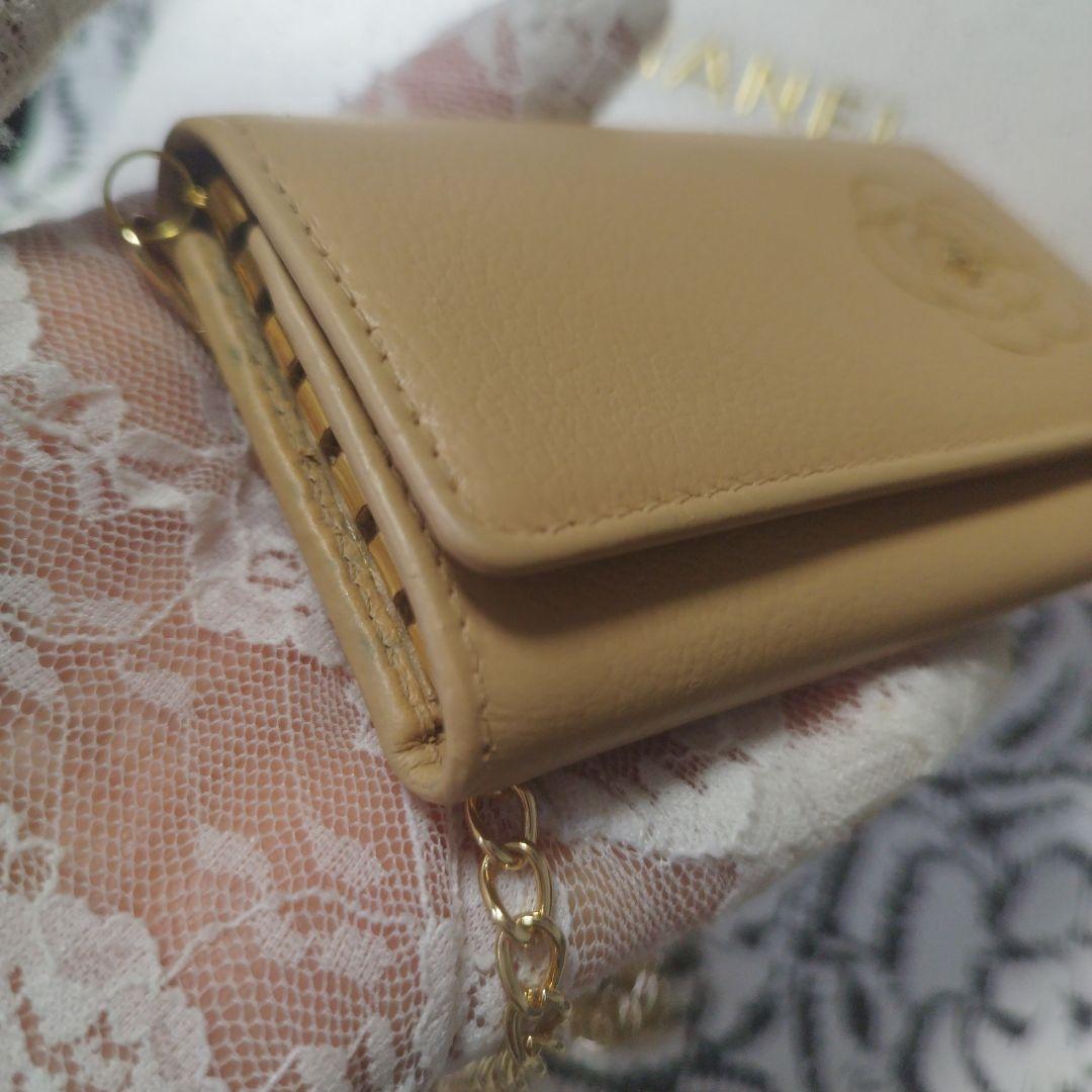 シャネルカメリア　キーケース　カード　斜め掛け