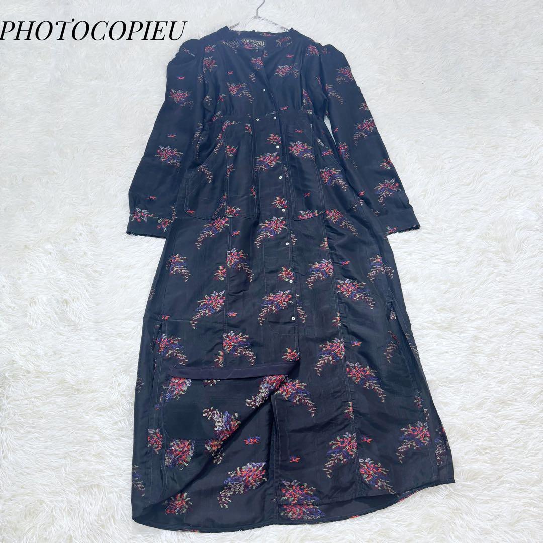 PHOTOCOPIEU フォトコピュー ワンピース 花柄 長袖 シルク