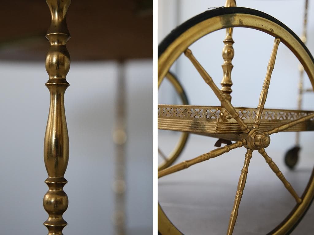 フランスアンティークドロップリーフキッチンワゴン/トロリーテーブル(88-192