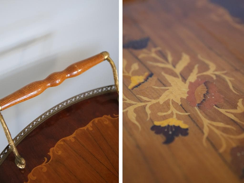 フランスアンティークドロップリーフキッチンワゴン/トロリーテーブル(88-192