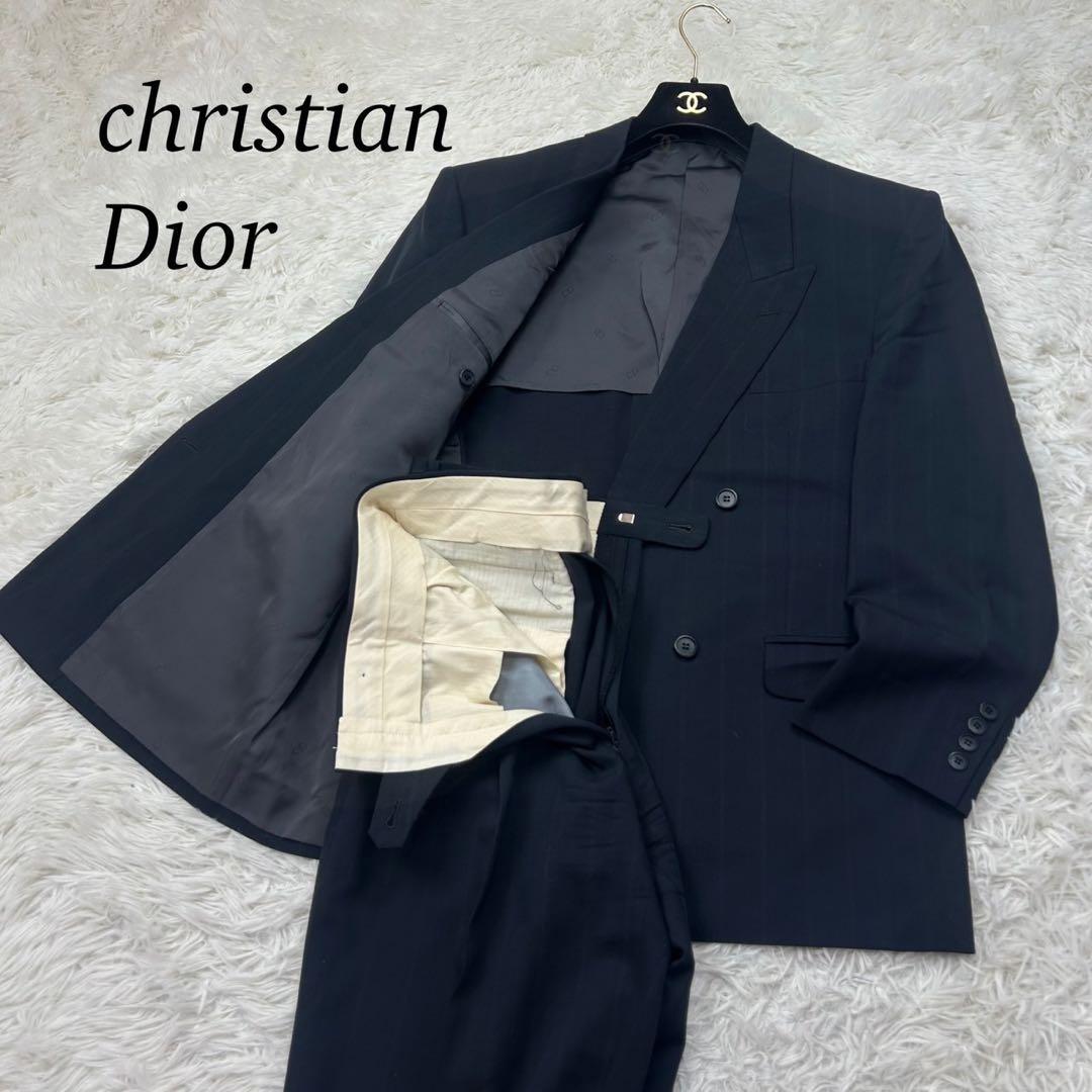 E173 L クリスチャンディオール ダブル ストライプ スーツ上下 メンズ
