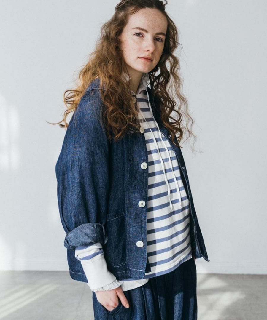 nest Robe : 25ss リネンデニムカバーオールシャツジャケット