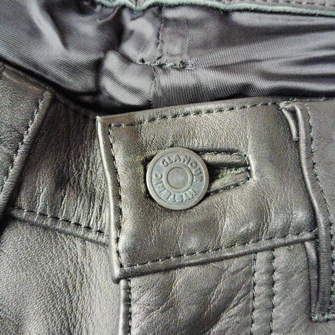 【本革】ヒステリックグラマー　カウレザーパンツ　5ポケット　ブラック　ロゴパッチ