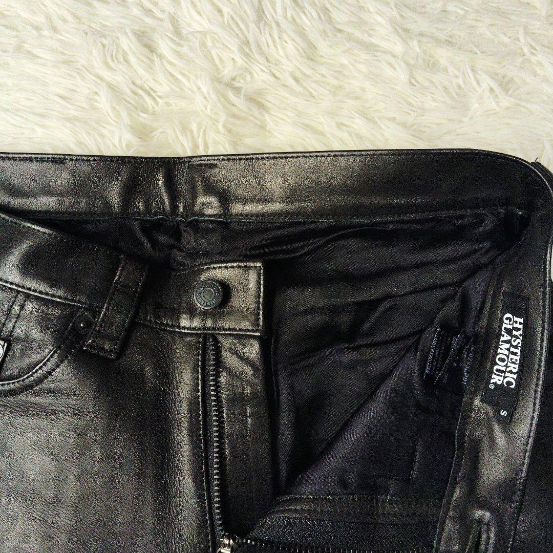 【本革】ヒステリックグラマー　カウレザーパンツ　5ポケット　ブラック　ロゴパッチ