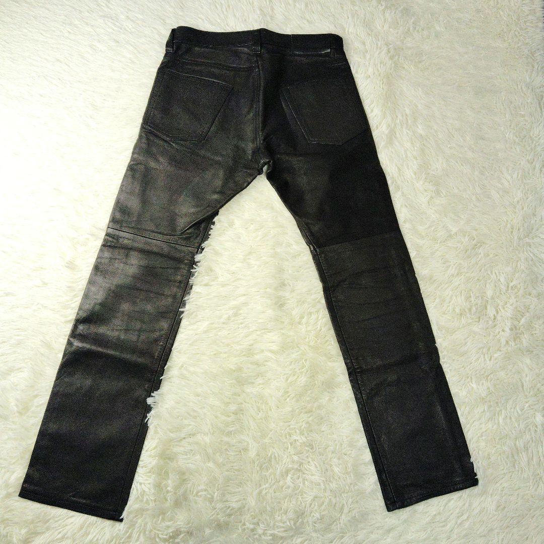 【本革】ヒステリックグラマー　カウレザーパンツ　5ポケット　ブラック　ロゴパッチ