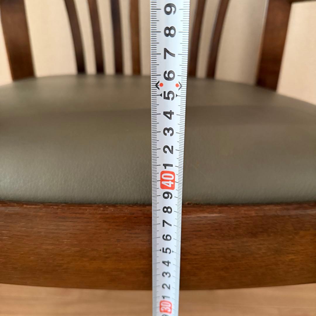 カリモク家具 アームチェア 木製フレーム レザー座面 ダイニングチェア