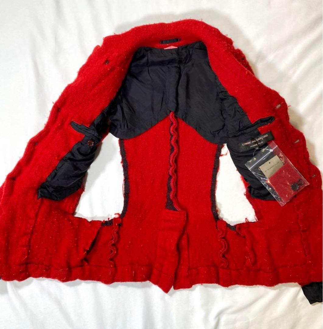 コムデギャルソンオムプリュス　22AWノマド期　変形縮絨セットアップ　レッドXS