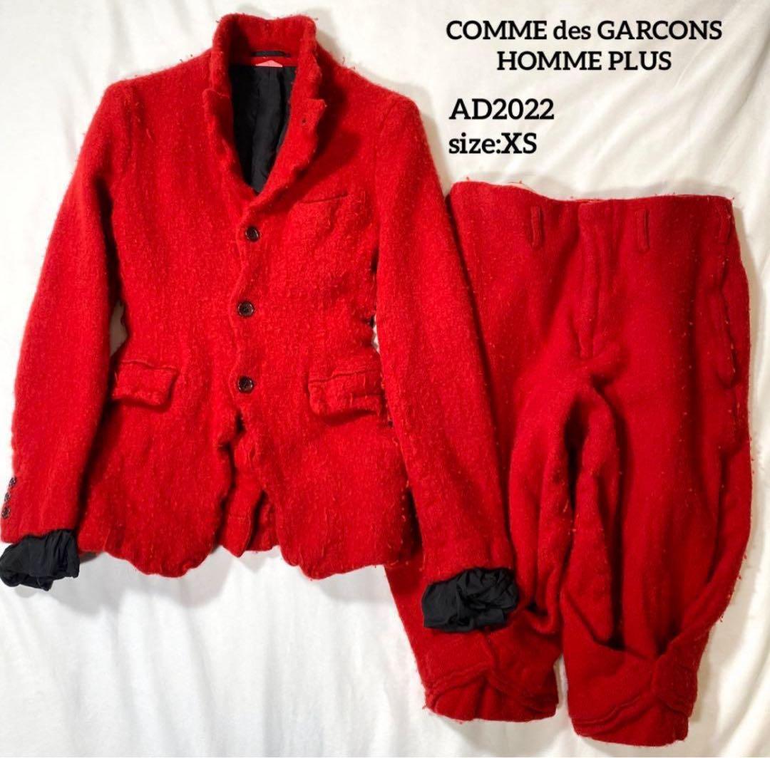 コムデギャルソンオムプリュス　22AWノマド期　変形縮絨セットアップ　レッドXS