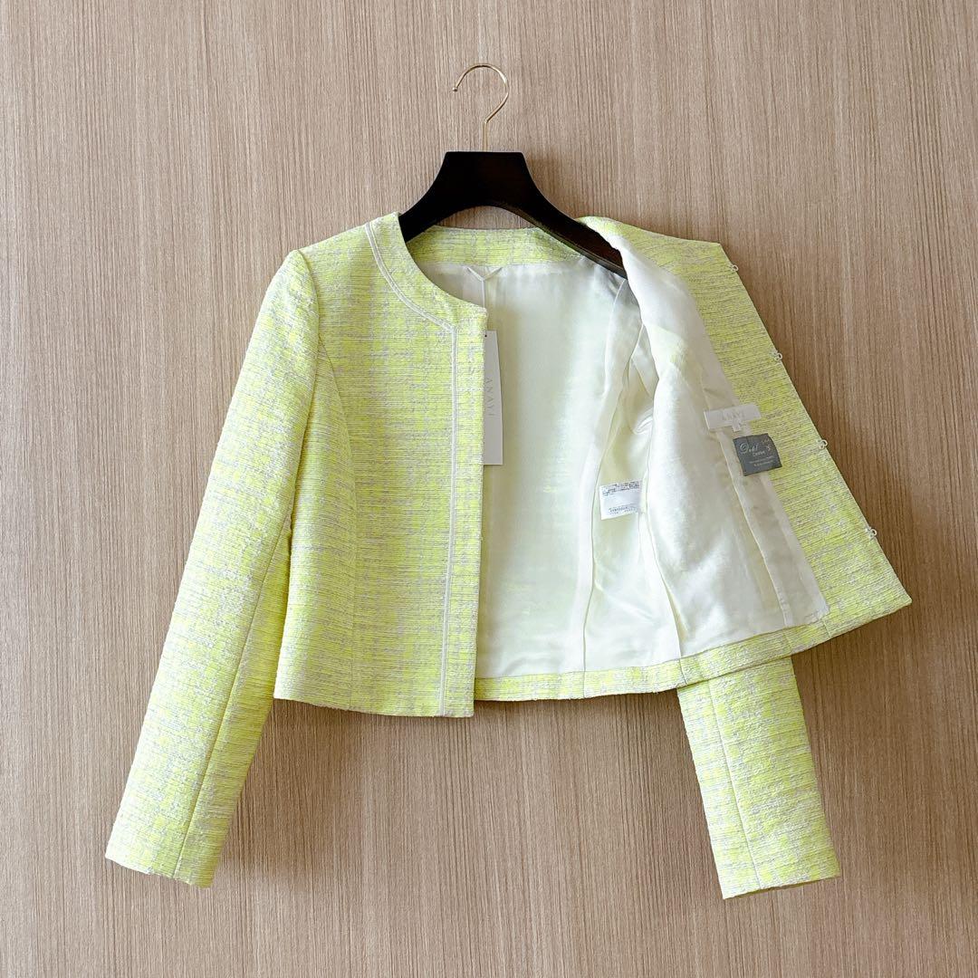 【1036】新品　アナイ　シャネルツイード　ツィードクルージャケット　36 黄色