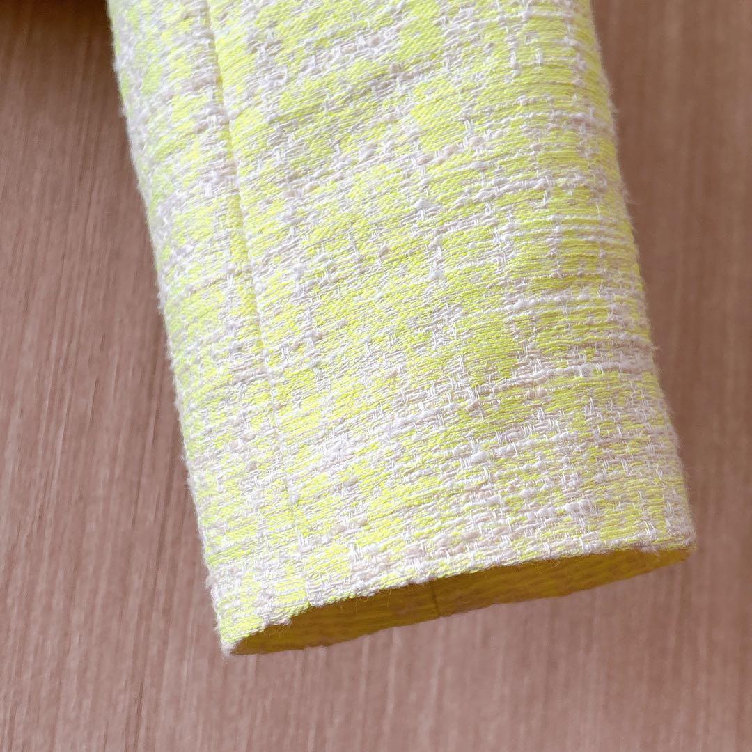 【1036】新品　アナイ　シャネルツイード　ツィードクルージャケット　36 黄色