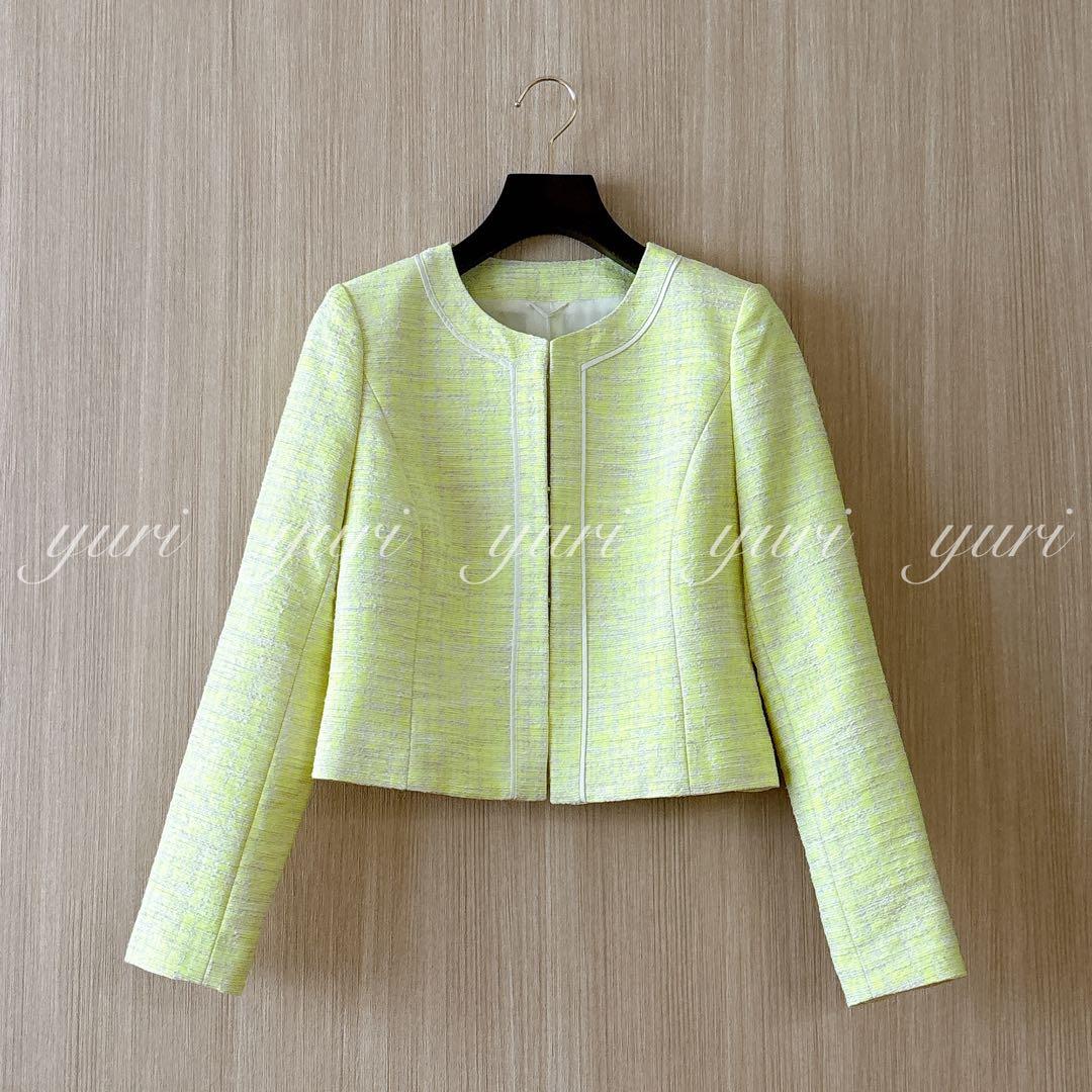 【1036】新品　アナイ　シャネルツイード　ツィードクルージャケット　36 黄色