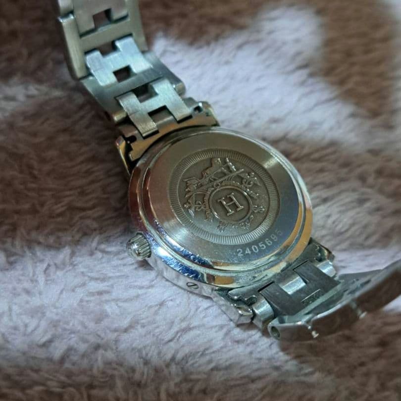 エルメス クリッパー アイボリー文字盤 シルバーブレスレット 稼働