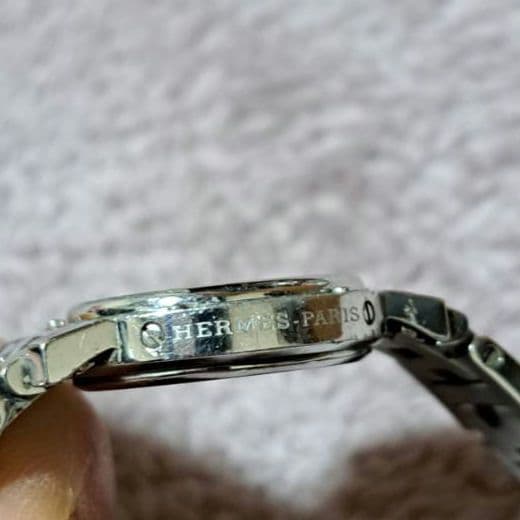 エルメス クリッパー アイボリー文字盤 シルバーブレスレット 稼働