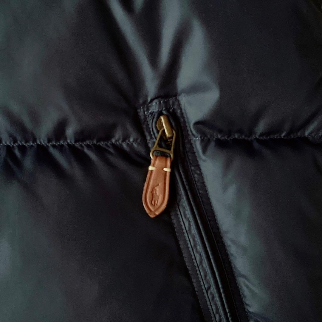 ポロラルフローレン ダウンベスト ポニー刺繍 濃紺×黄リバーシブル