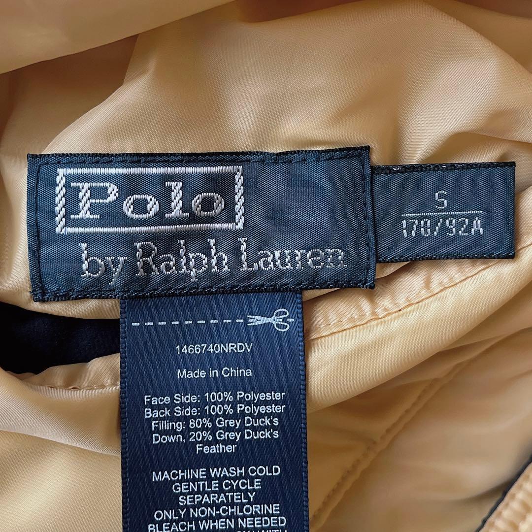 ポロラルフローレン ダウンベスト ポニー刺繍 濃紺×黄リバーシブル