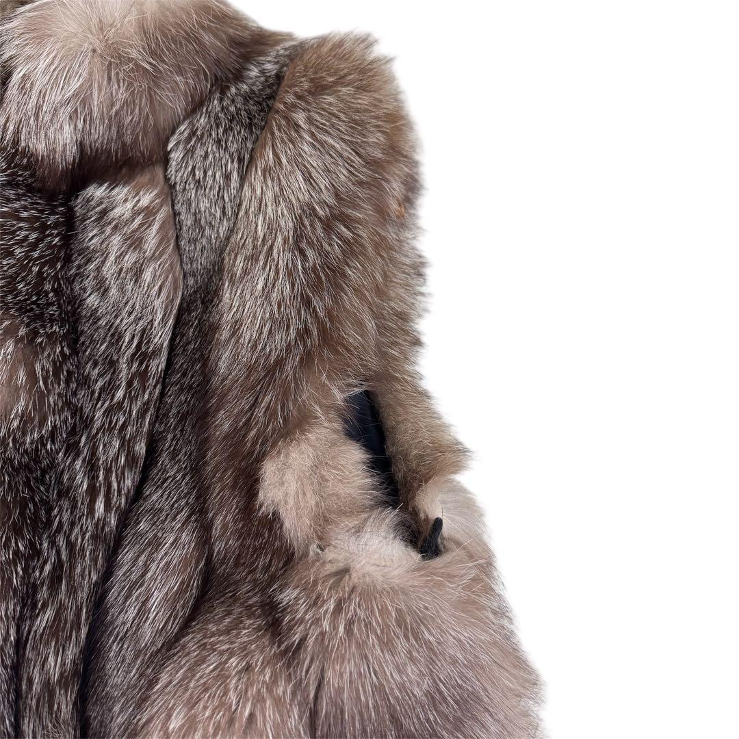 総丈80 ロイヤル サガフォックス ブルーフロスト ベスト XL 毛皮 肉厚◎