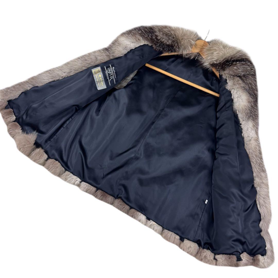 総丈80 ロイヤル サガフォックス ブルーフロスト ベスト XL 毛皮 肉厚◎